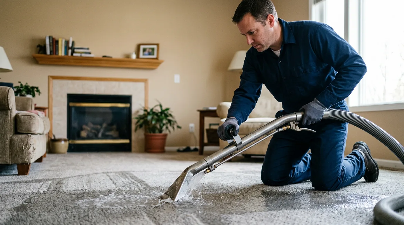 Water damage restoration technician working near Vossburg, MS